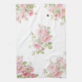 漂白されるリネンメーデーの夏のバラ キッチンタオル (縦)