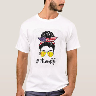漂白アメリカ国旗 ソフトボール Tシャツ
