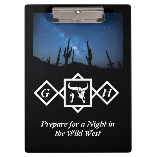 漂白ウィットブルスカルシルエットモノグラムフォト クリップボード (正面)