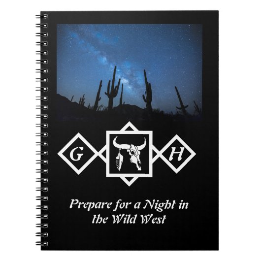 漂白ウィットブルスカルシルエットモノグラムフォト ノートブック (正面)