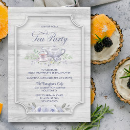 漂白ウッドティーパーティーブライダルシャワー 招待状