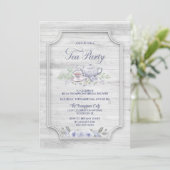 漂白ウッドティーパーティーブライダルシャワー 招待状 (スタンド正面)