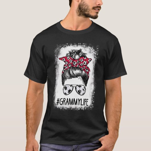 漂白グラミーの生活サッカーおばさんメッシーバンヘアモ Tシャツ (正面)