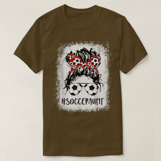 漂白サッカー叔母の生活の乱雑なBun女性母 Tシャツ (デザイン正面)