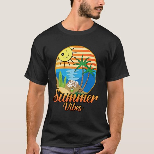 漂白サマービーブスパームツリーハロー夏期B Tシャツ (正面)