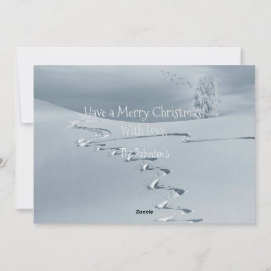 漂白サンゴの雪の山トナカイのクリスマス シーズンカード (裏面)