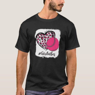 漂白ソフトボールガールビーブピンクヒョウハート私 Tシャツ