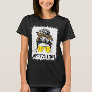 漂白ソフトボール母ライフヒョウ乱雑Bunゲーム Tシャツ