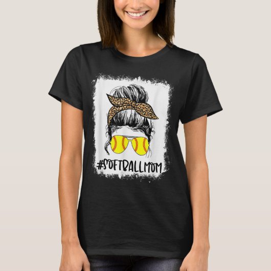 漂白ソフトボール母ライフヒョウ乱雑Bunゲーム Tシャツ (正面)