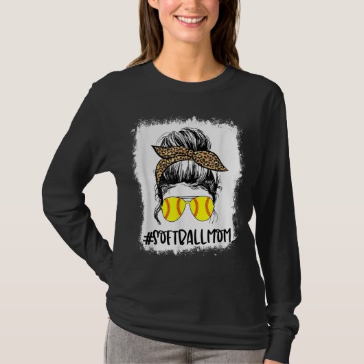 漂白ソフトボール母ライフヒョウ乱雑Bunゲーム Tシャツ (正面)
