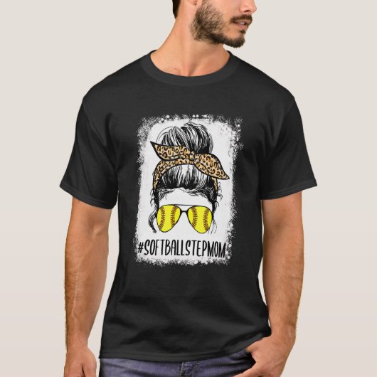 漂白ソフトボール継母ライフレオパード乱雑Bun M Tシャツ (正面)