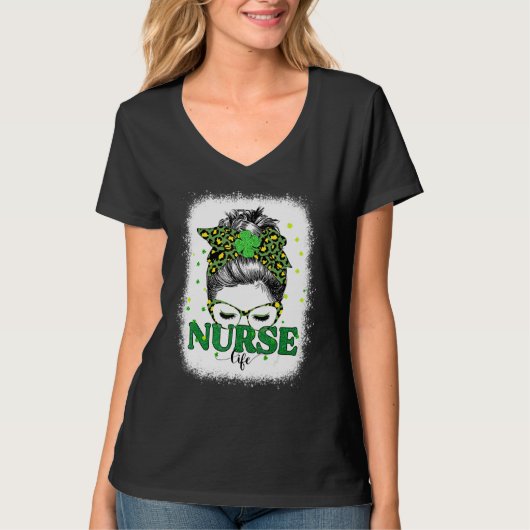 漂白ナースライフメッシーバンレオパードSt patricks Tシャツ (正面)