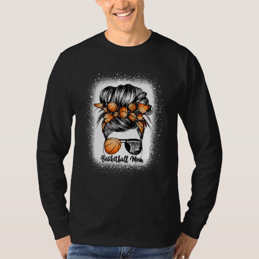 漂白バスケットボールママ人生めちゃくちゃなBunゲームデー Tシャツ (正面)