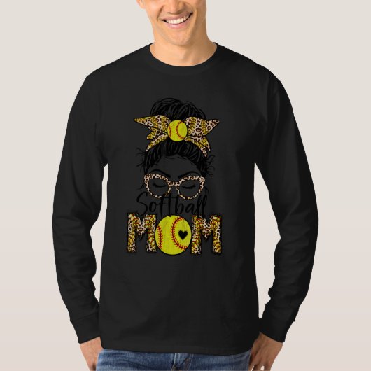 漂白ヒョウのソフトボール母ゲーム日乱雑Bun M Tシャツ (正面)
