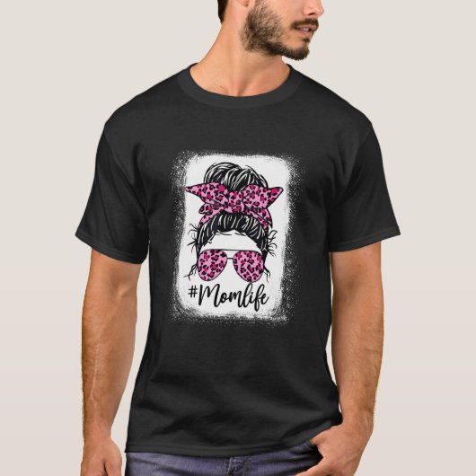 漂白ピンクの母ライフヒョウ母の日 Tシャツ (正面)
