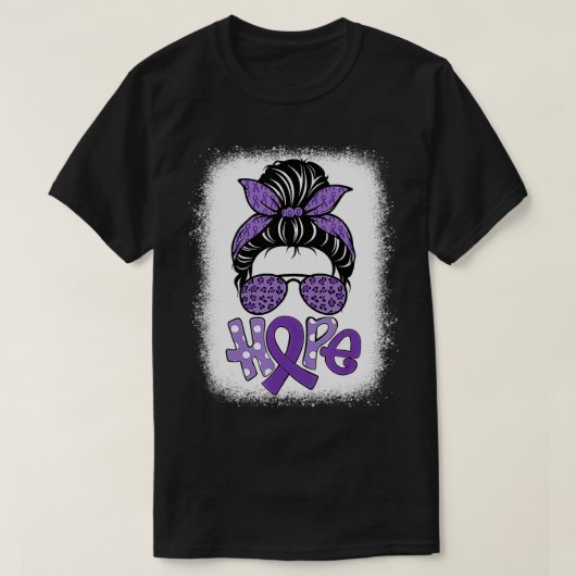 漂白ホープMessy Bun Leopard膵臓がん Tシャツ (デザイン正面)
