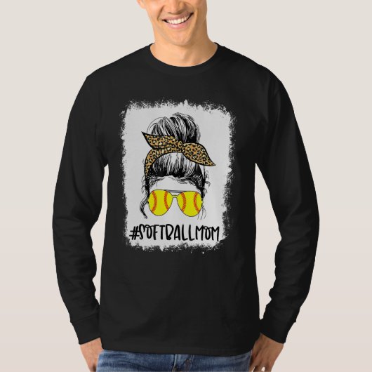漂白ママ生命レオパード乱雑Bunソフトボールゲーム Tシャツ (正面)