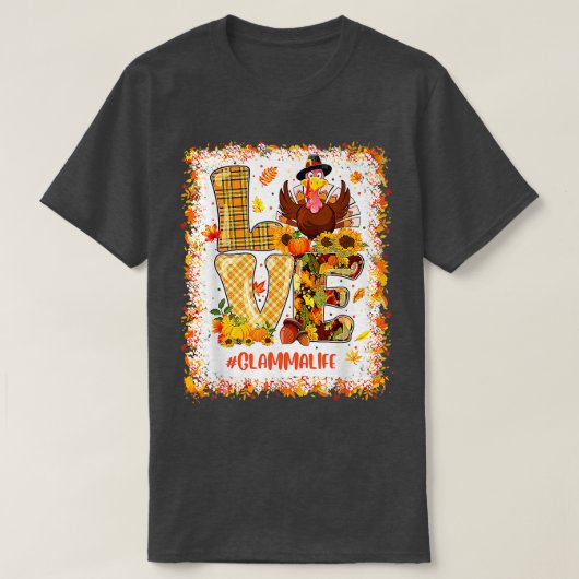漂白ラブグラムマライフターキー秋感謝してい秋 Tシャツ (デザイン正面)