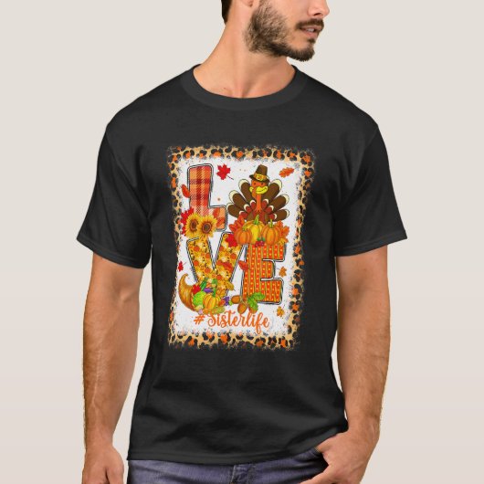 漂白ラブトルコ姉妹生命感謝祭秋 Tシャツ (正面)