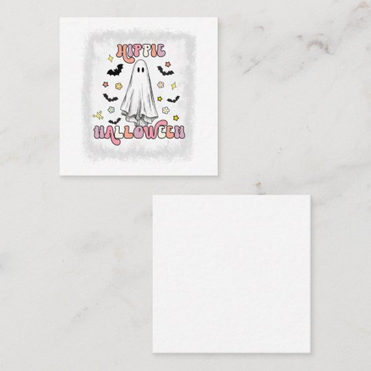 漂白レトロヒッパイハロウィーン幽霊ブ不気味H スクエア名刺 (正面/裏面)