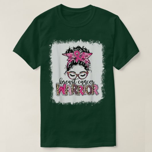 漂白乳がん戦士レオパード乱雑Bun P Tシャツ (デザイン正面)