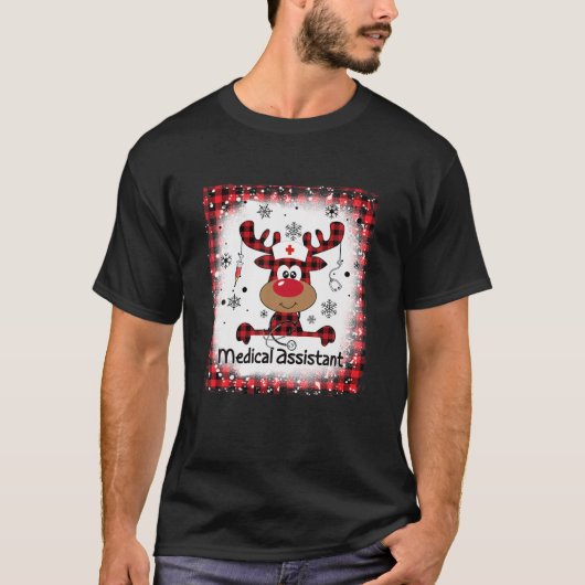 漂白医療補助生命トナカイのクリスマス Tシャツ (正面)