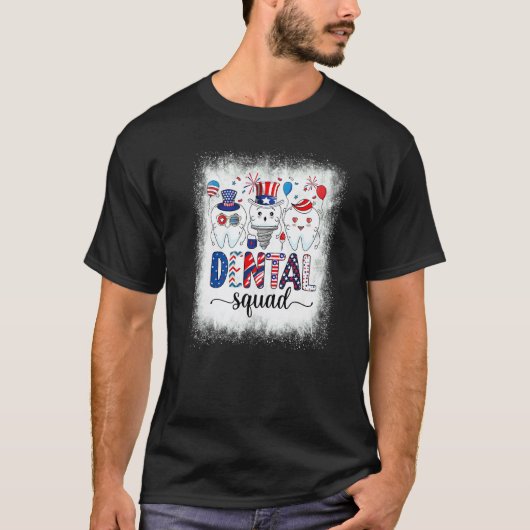 漂白歯科チーム アメリカ独立記念日 愛国 Tシャツ (正面)
