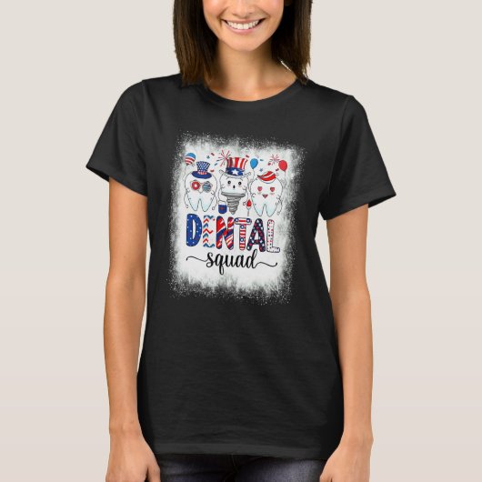 漂白歯科チーム アメリカ独立記念日 愛国 Tシャツ (正面)