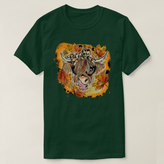 漂白秋秋の牛とバンダナパンプキンオート Tシャツ (デザイン正面)