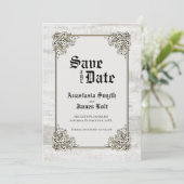 漂白素朴木彫りフレーム結婚ズ セーブザデート (スタンド正面)