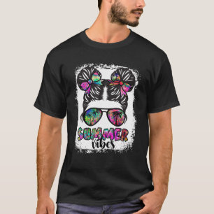 漂白絞り染めサマーバイブメッシーパンスカル地獄 Tシャツ