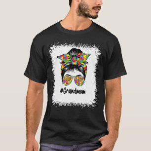 漂白自閉症の祖母Messy Bun自閉症の待ち時間 Tシャツ