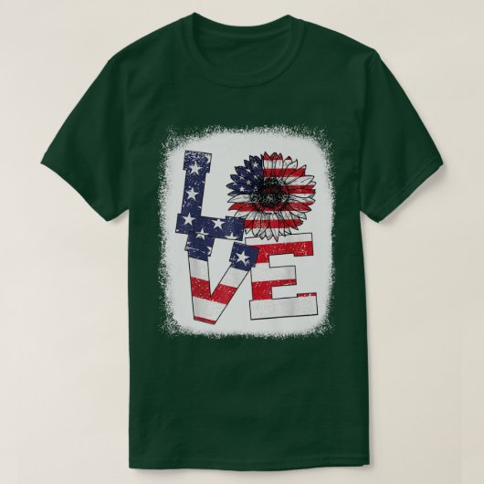漂白7月4日の愛ひまわり愛国的な船 Tシャツ (デザイン正面)