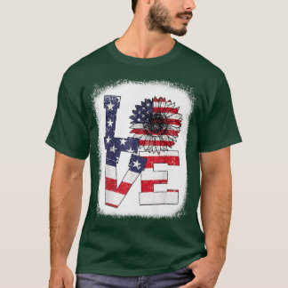 漂白7月4日の愛ひまわり愛国的な船 Tシャツ