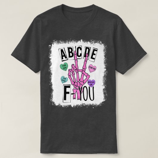 漂白ABCDE F You Skeleton Handハートラブヴェール Tシャツ (デザイン正面)