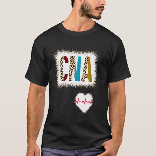 漂白Cnaカラーハーフヒョウ看護ハートビート Tシャツ (正面)