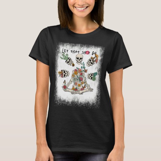 漂白LetそのSh行くフローラスケルトンDoing Yoga Tシャツ (正面)