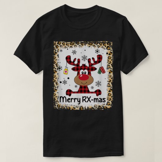 漂白RXMasメリートナカイのクリスマス薬局C Tシャツ (デザイン正面)