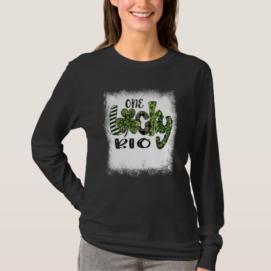 漂白St patricks dayレオパードOne Lucky Bio Tシャツ (正面)