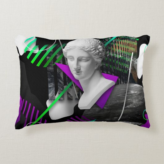 漆コンテンポラリー喰頭像付き美術の校合  アクセントクッション (正面)