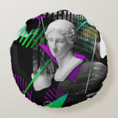 漆コンテンポラリー喰頭像付き美術の校合  ラウンドクッション (裏面)