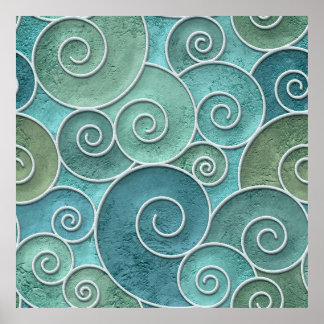 漆喰の壁に渦巻き模様のシームレスなテクスチャ、 ポスター