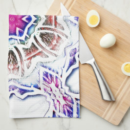 漆喰の質感に花を咲かせ、白に柔らかい影を付ける キッチンタオル