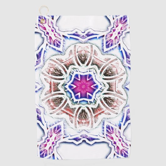 漆喰の質感に花を咲かせ、白に柔らかい影を付ける ゴルフタオル (正面)