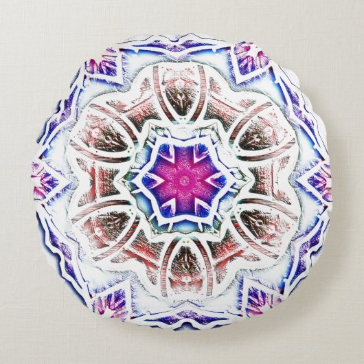 漆喰の質感に花を咲かせ、白に柔らかい影を付ける ラウンドクッション (正面)