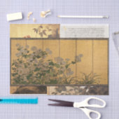 漆塗り菊コロマンデルのスクリーン 薄葉紙 (クラフト)