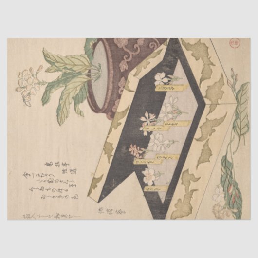 漆箱の中の春満の花の品揃え 薄葉紙 (正面)