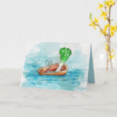 漏れ口の挨拶でボートにおもしろいネギ カード (黄色い花)