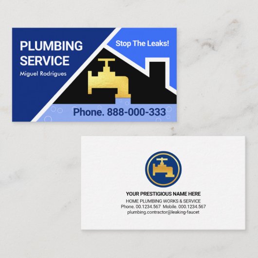 漏れ金ゴールド水栓の配管機 名刺 (正面/裏面)