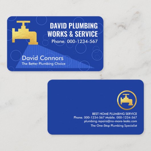 漏出金ゴールド水栓の水滴 名刺 (正面/裏面)